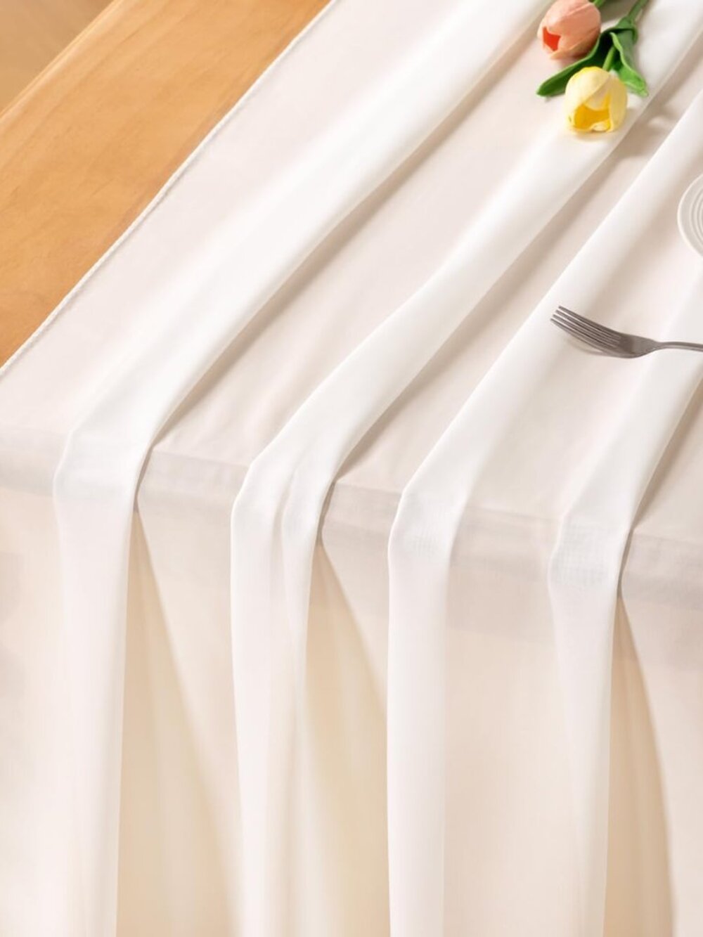 Ivory White Chiffon Table Runner Fall Boho Wedding Birthday Party Decor